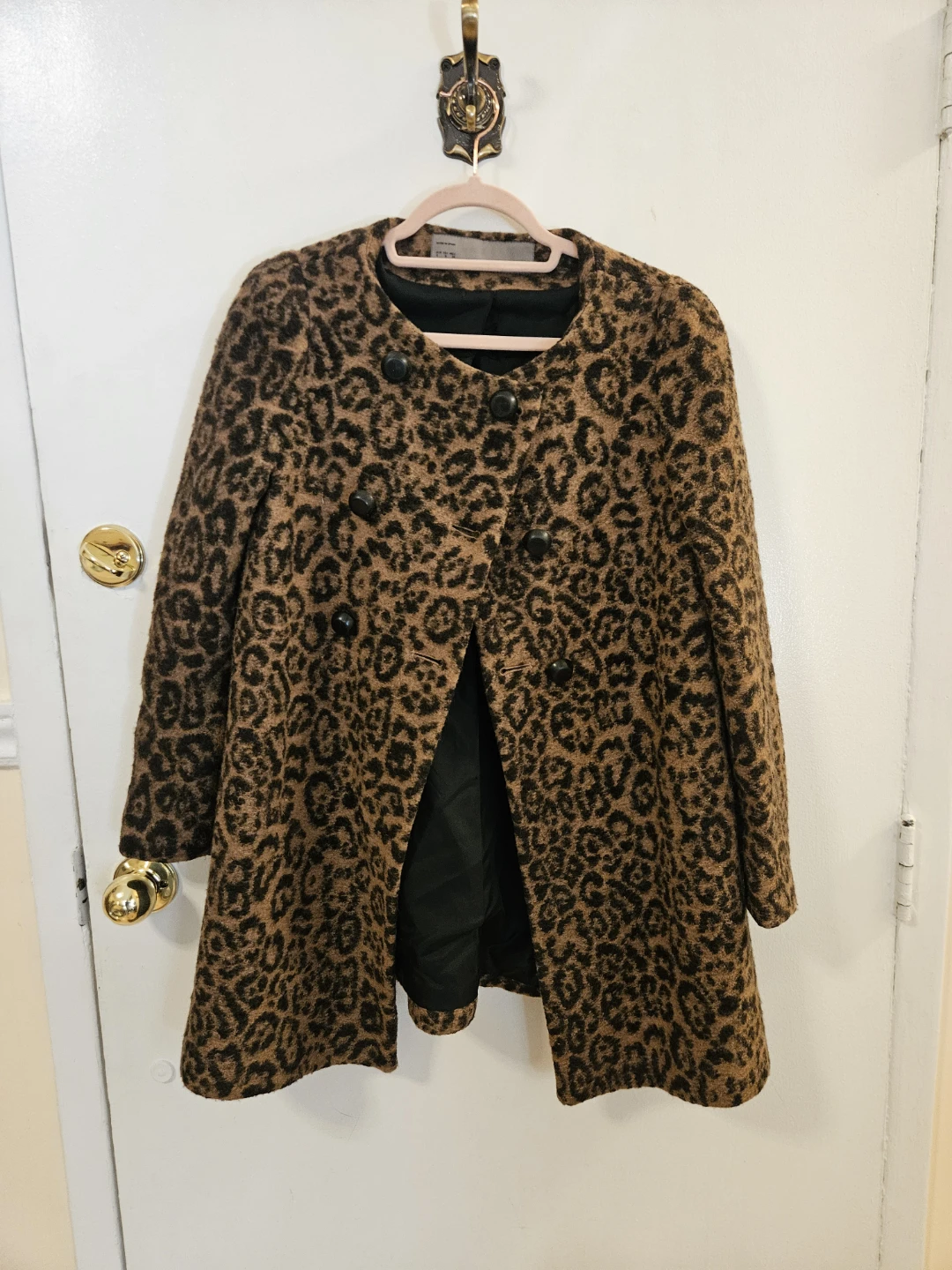 Zara Leopard Print Coat Size Small