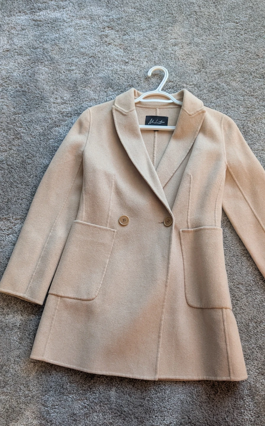 Fitted beige coat (100% Wool) - photo 2