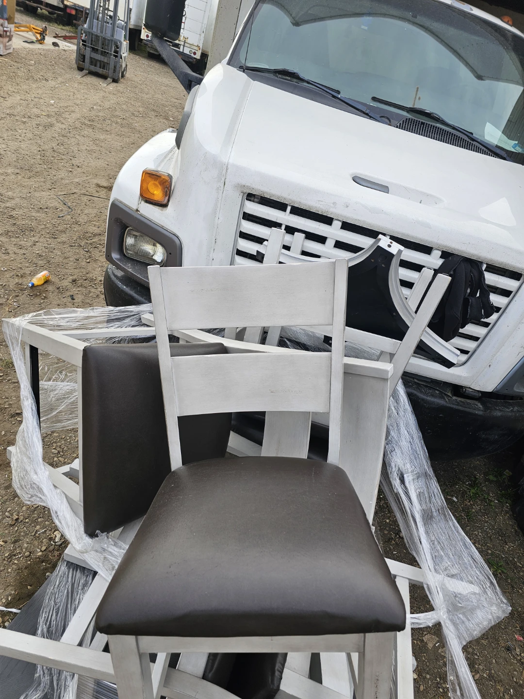 Dinning table set of White Wood Counter Stools - photo 5