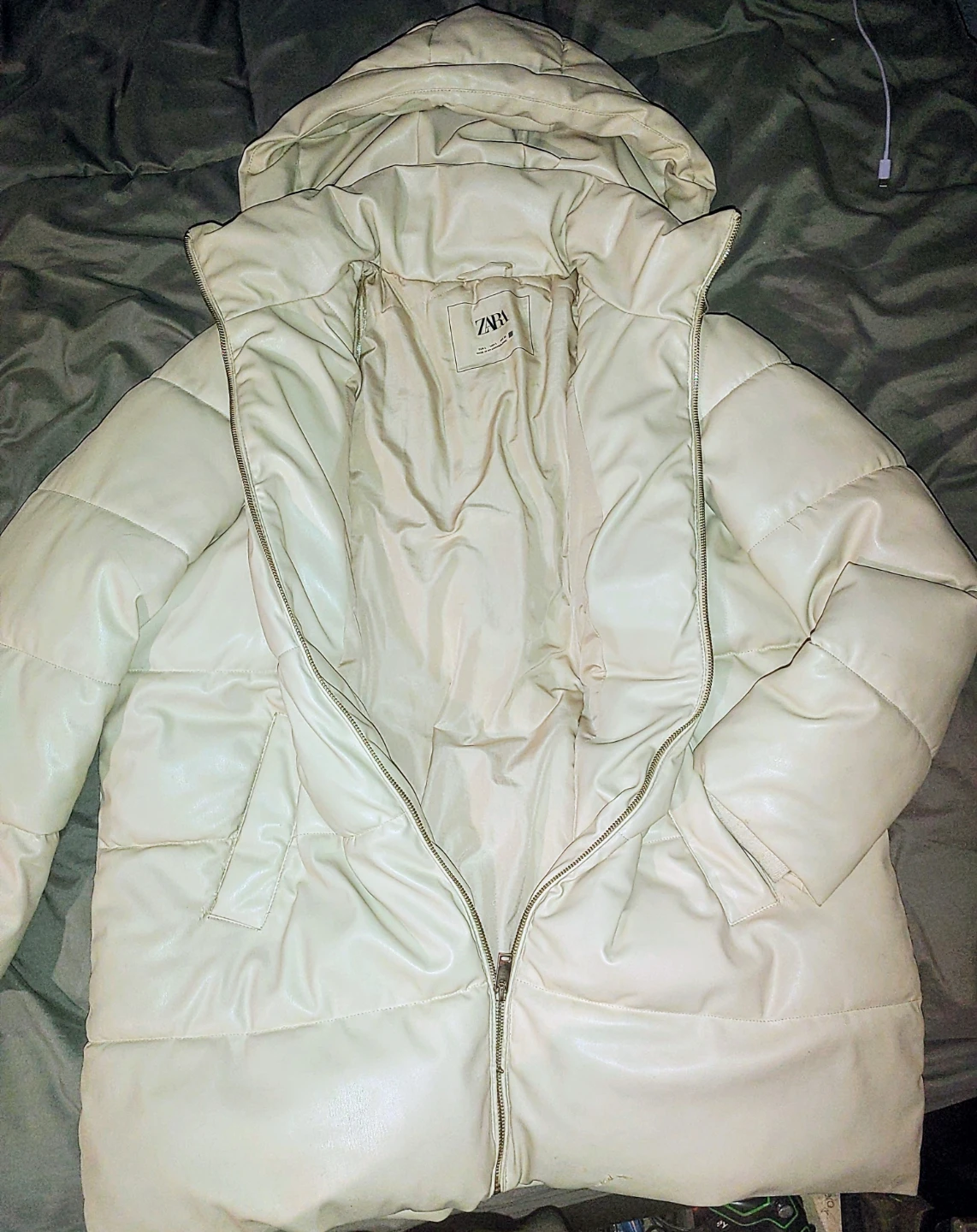 Zara Puffer Coat, Beige, Size L - photo 3