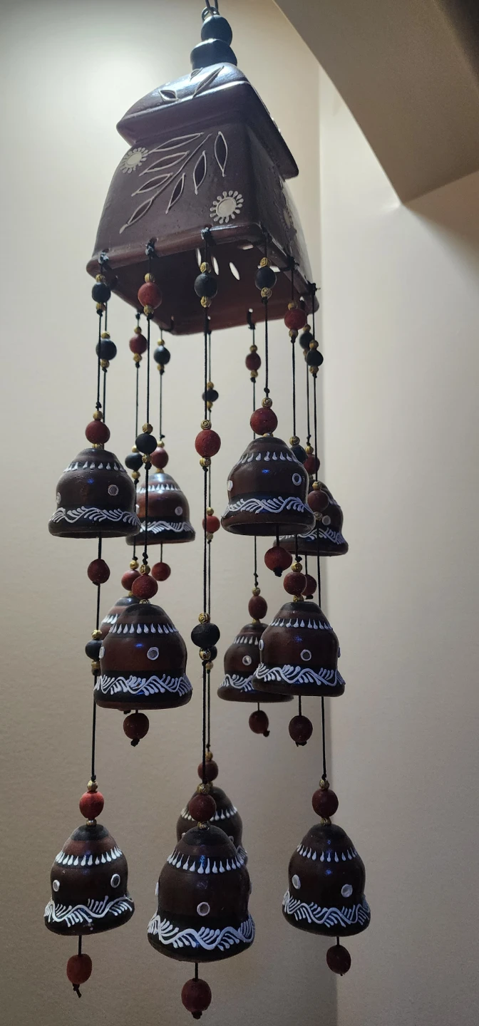 Hand-painted clay bell wind chime - photo 2