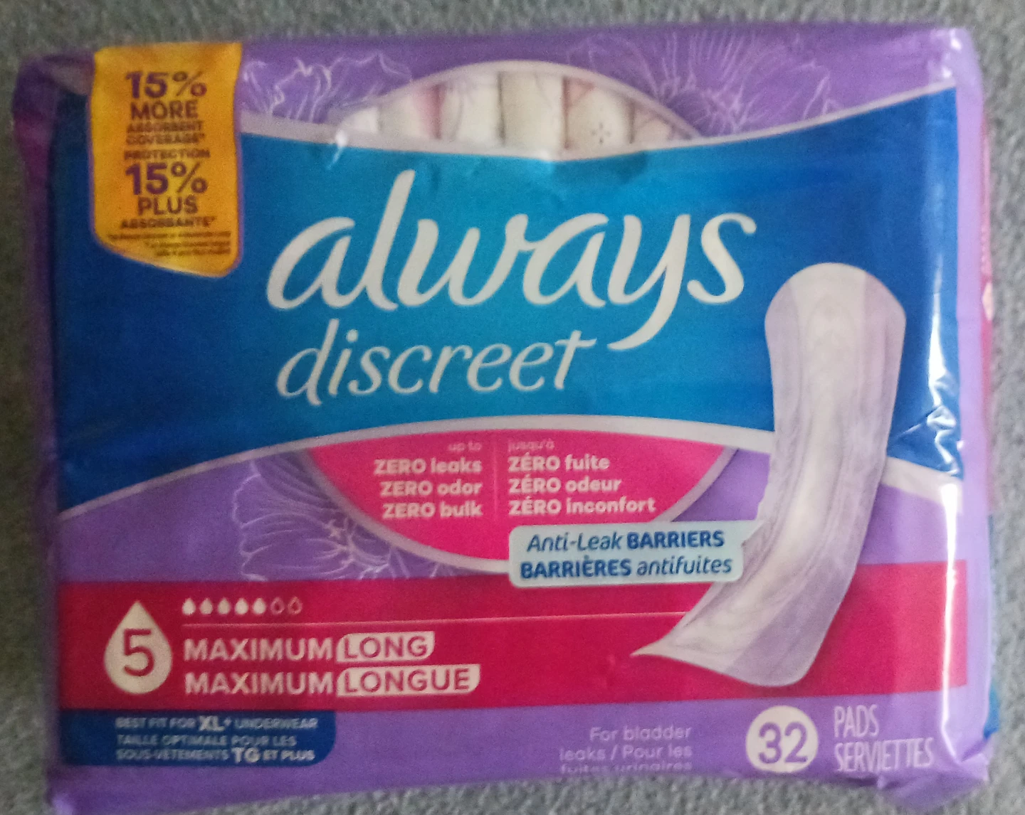 Always Discreet Maximum Long Pads 32 Count