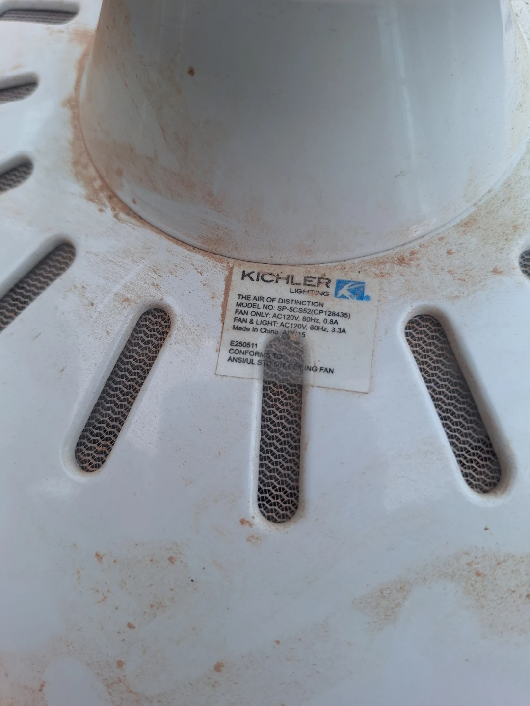 Kichler Ceiling Fan Model SP-5CS52 - photo 4