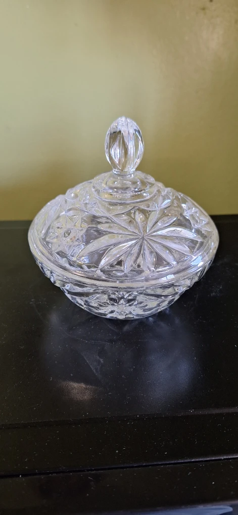 Clear Cut Glass Candy Dish