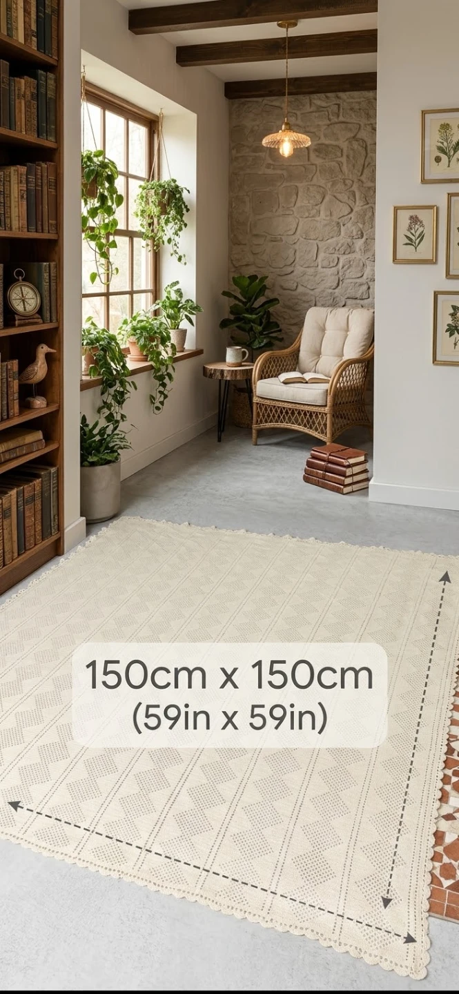 Cream Diamond Pattern Knit Throw Blanket or crochet - photo 2