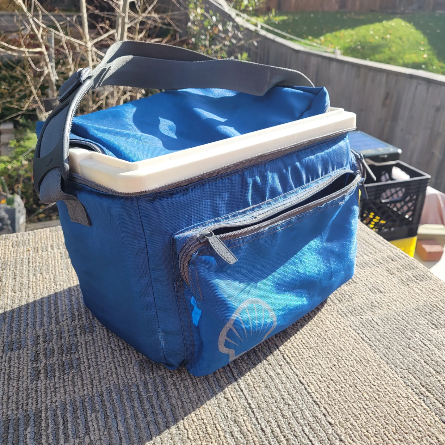 Vintage Shell Gas Thermos Cooler Bag - Blue