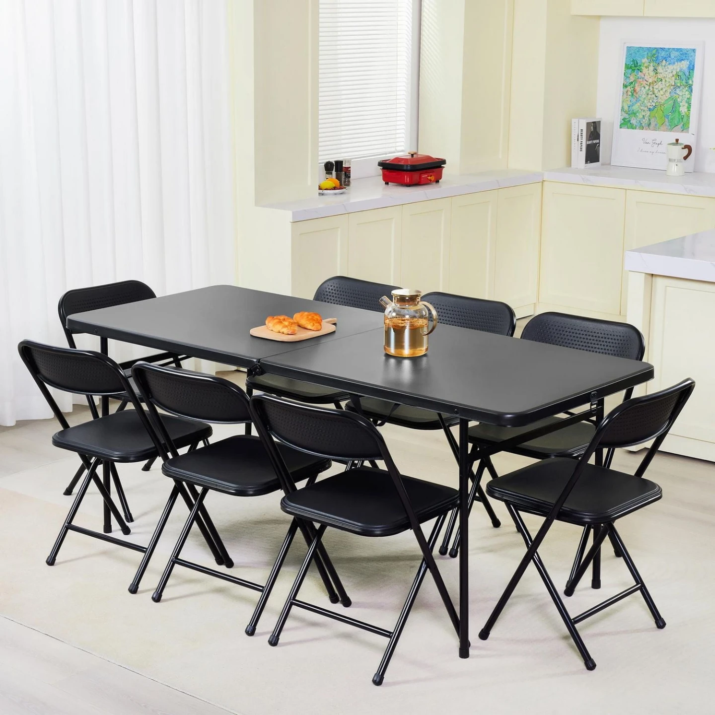 6 Foot Folding Table, Black - photo 5