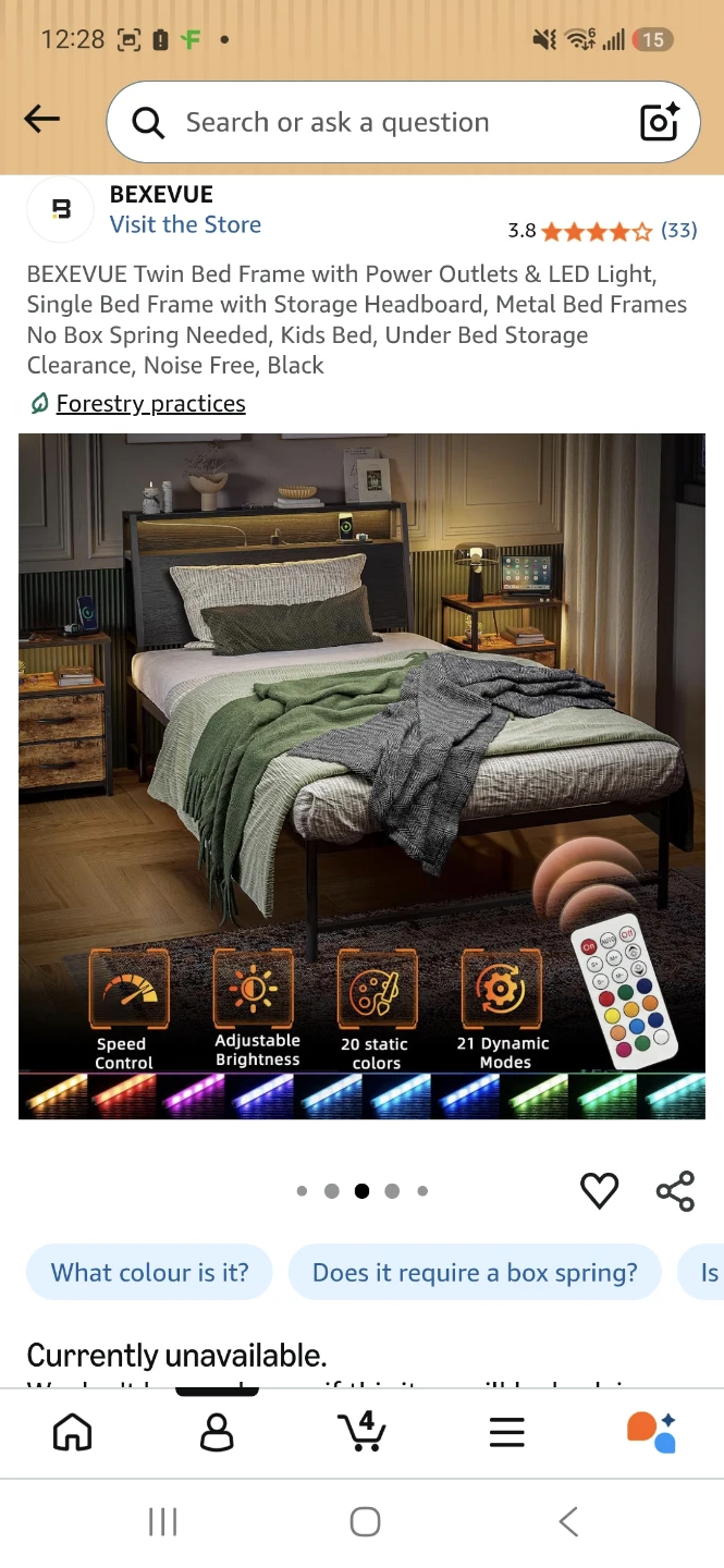 Twin Bed Frame with Headboard and LED Lights - photo 4