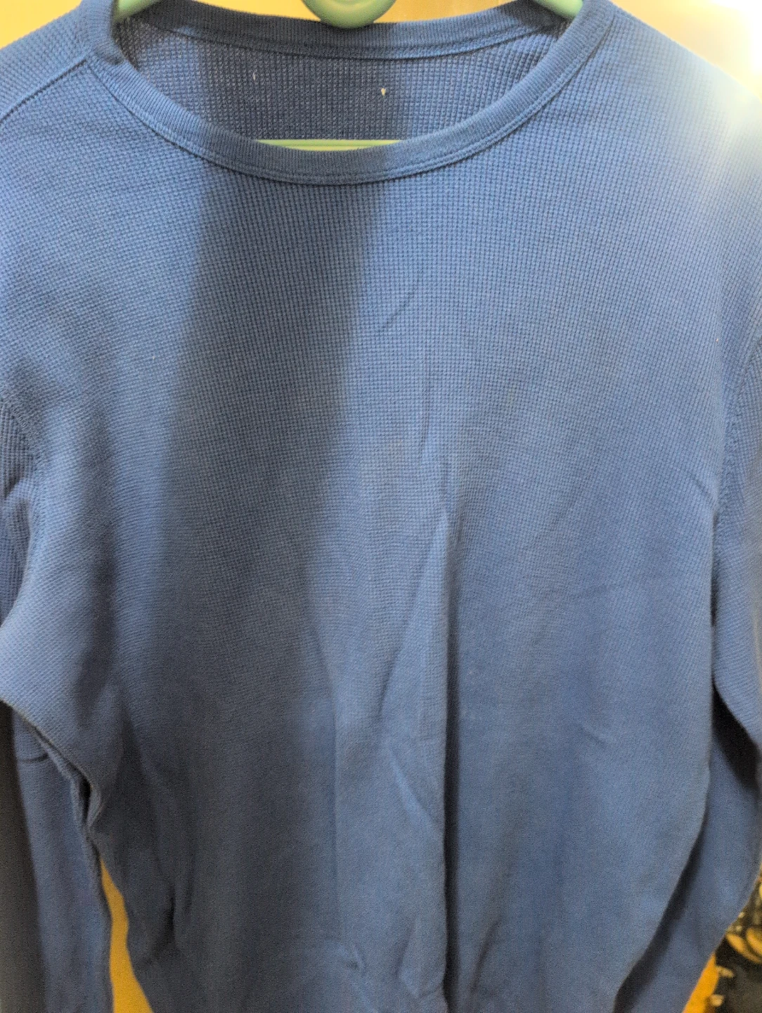 Blue Waffle Knit Long Sleeve Shirt