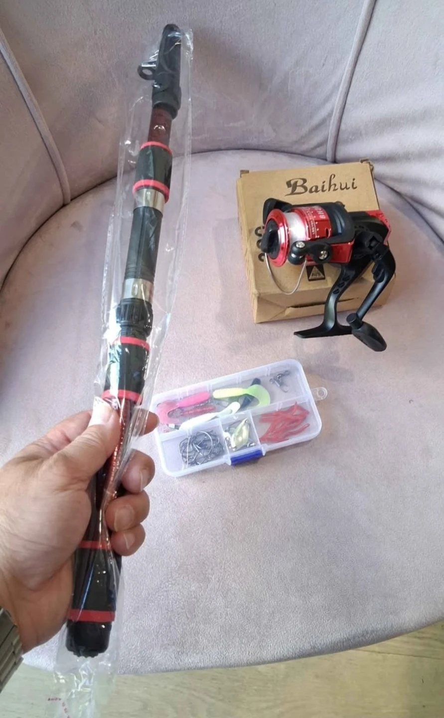 Fishing rod Reel Lures Hooks Line complete set (read) - photo 3