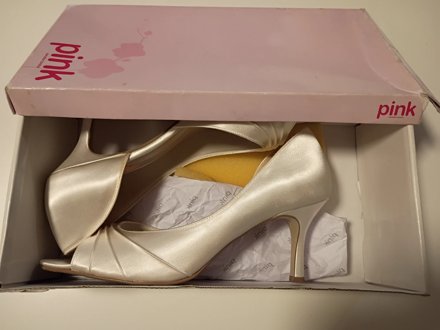 Pink Paradox London satin heels
