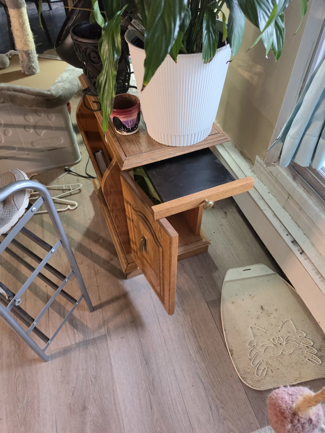 Oak End Table with Storage