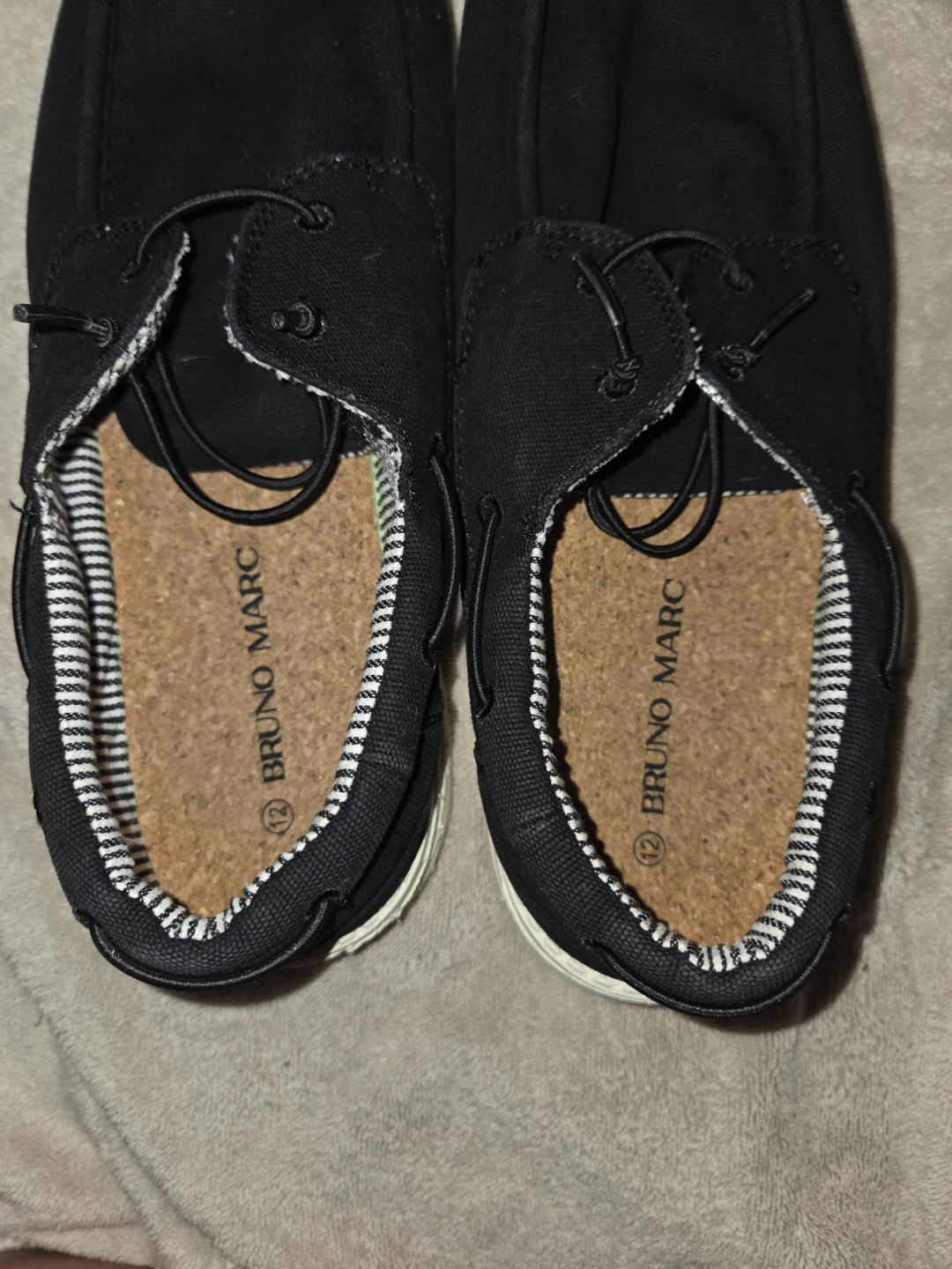 Bruno Marc Black & Striped-Lined Boat Shoes in a Men's 12 - photo 2