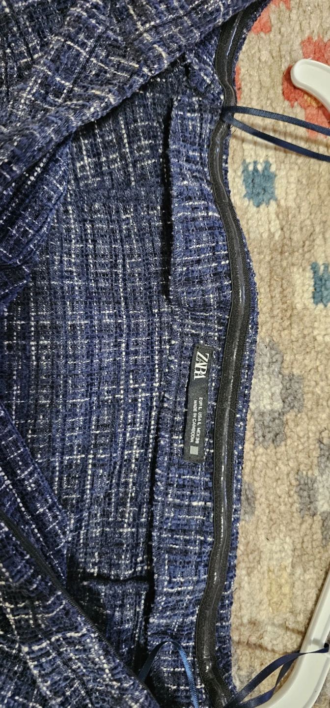 Zara navy tweed off-shoulder top - photo 2