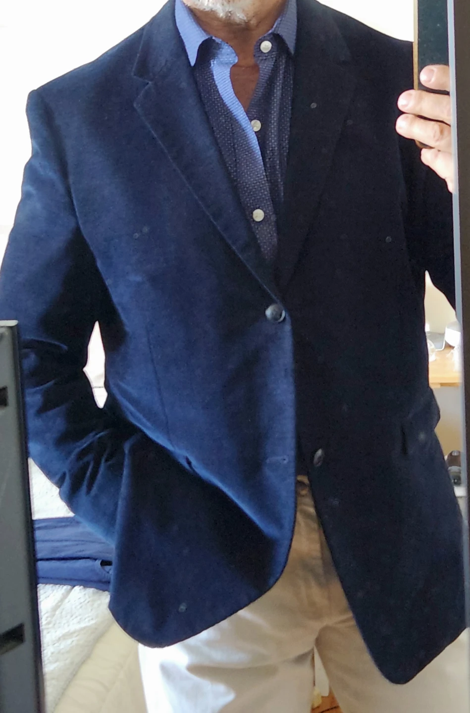 Mens "THEORY" Navy Blue Corduroy Blazer - photo 3