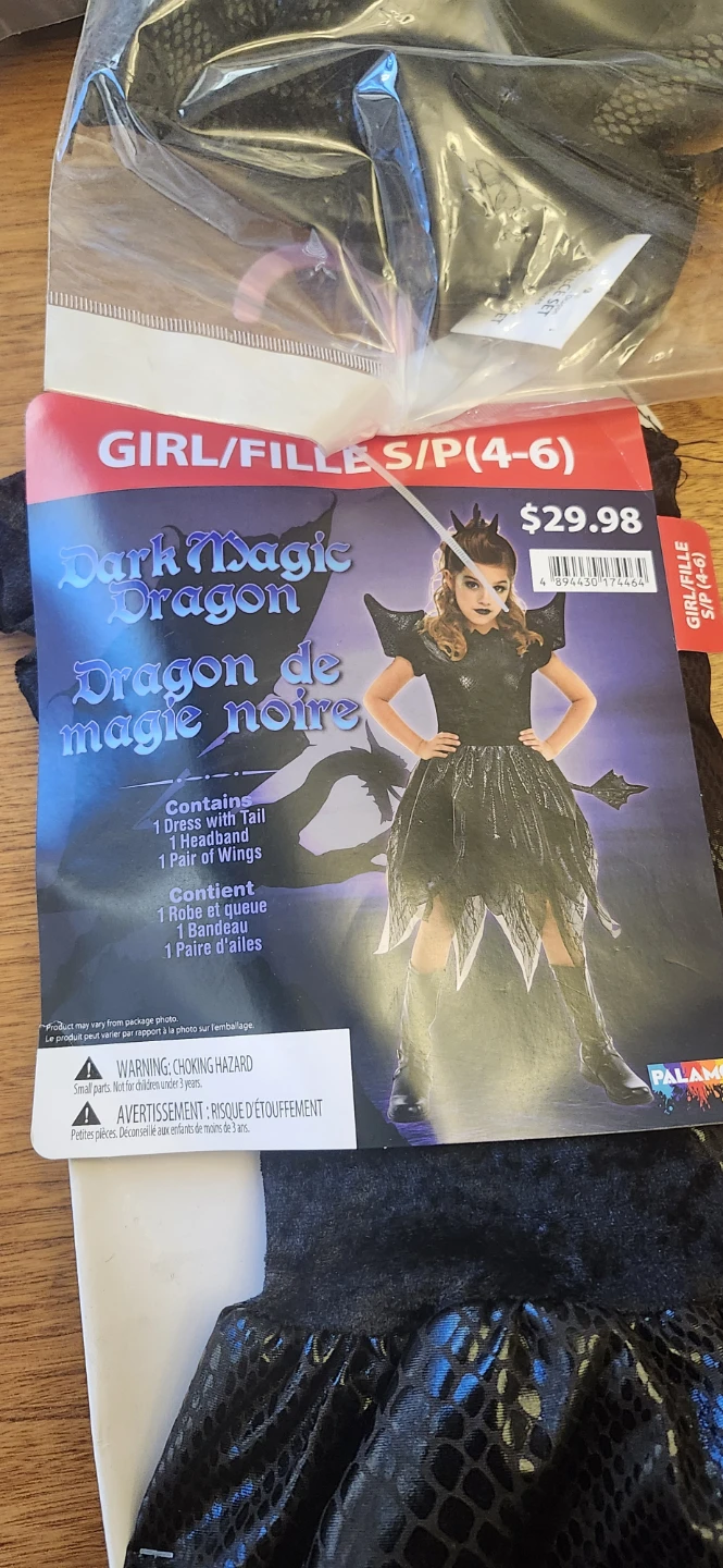 Dark Magic Dragon Costume - Size S/P (4-6)