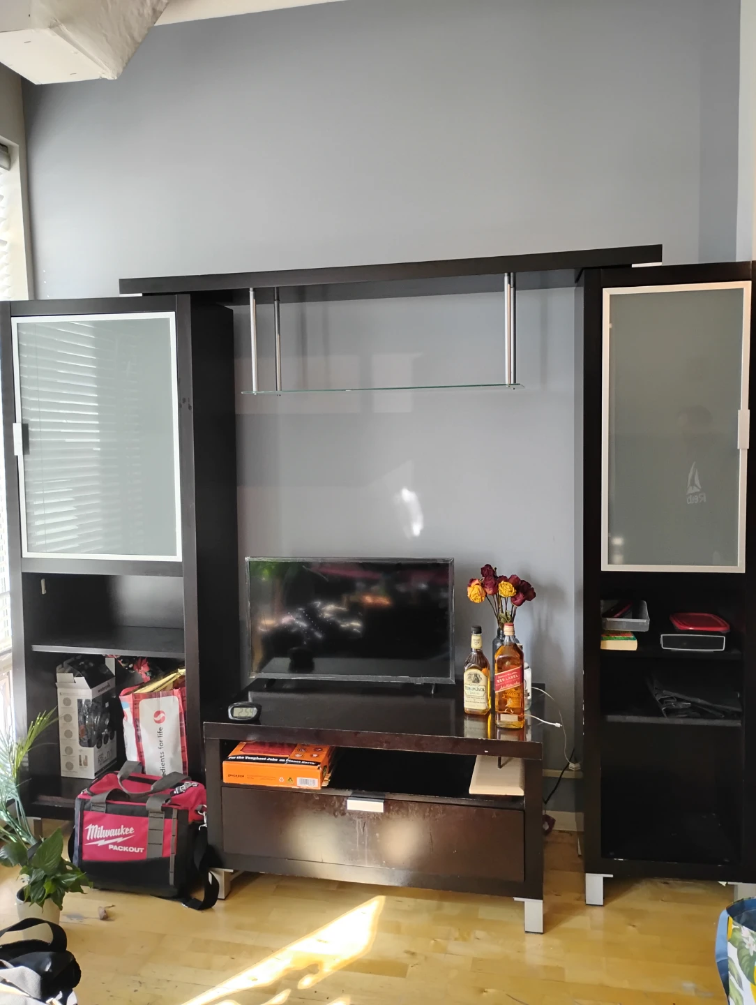 Dark Brown Entertainment Unit with Glass Doors - photo 5