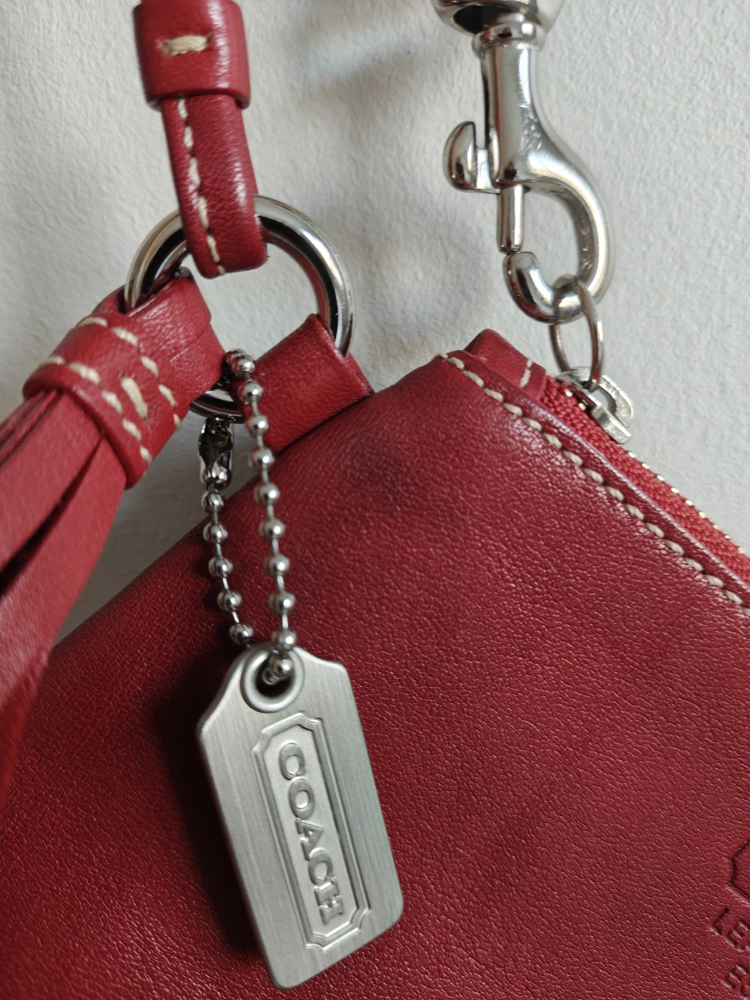 Red Coach Leather Wristlet - photo 4