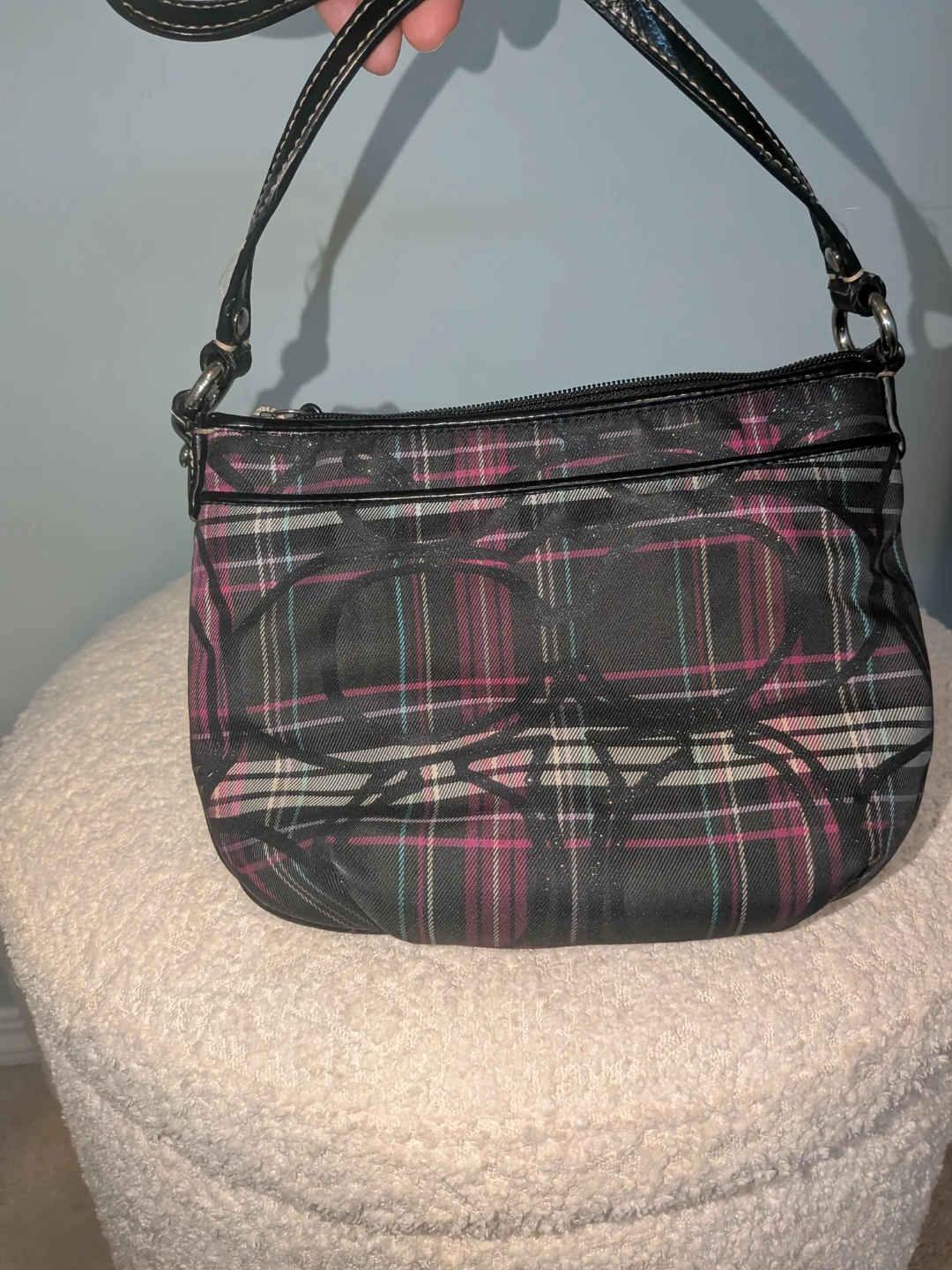 Coach Plaid Print Shoulder Bag