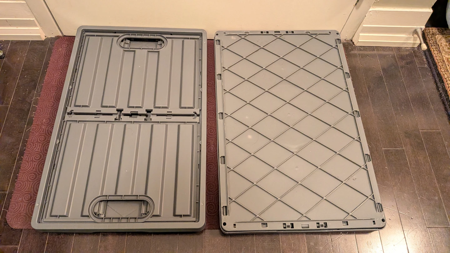 Two Grey Collapsible Storage Crates - photo 3