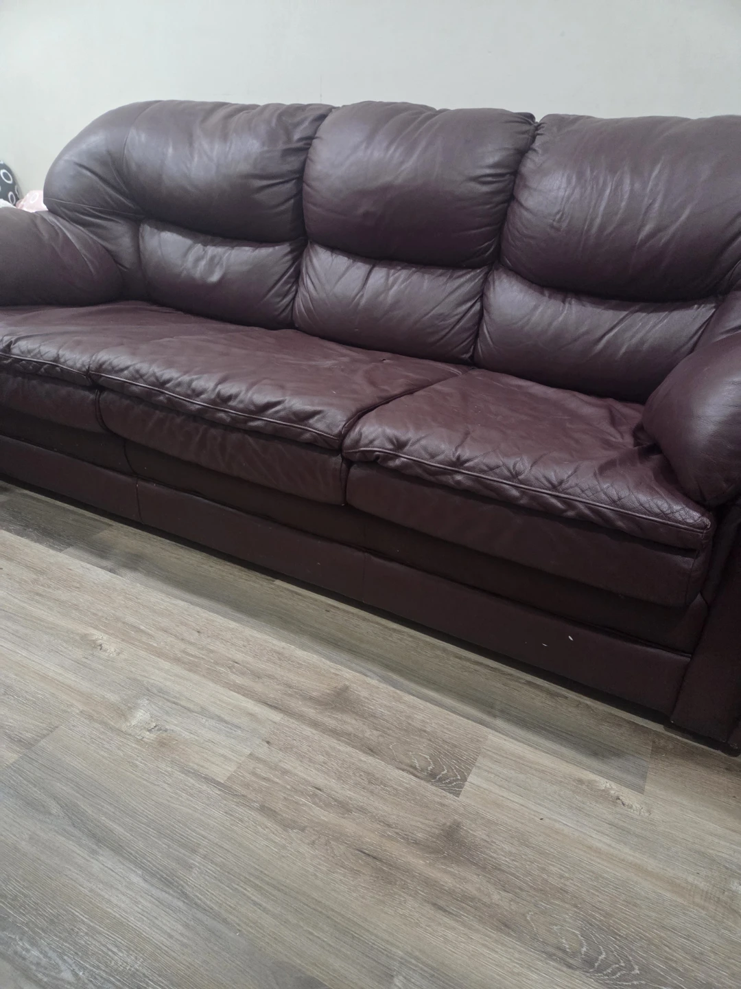 Dark Brown Leather Three-Seater Sofa - photo 3