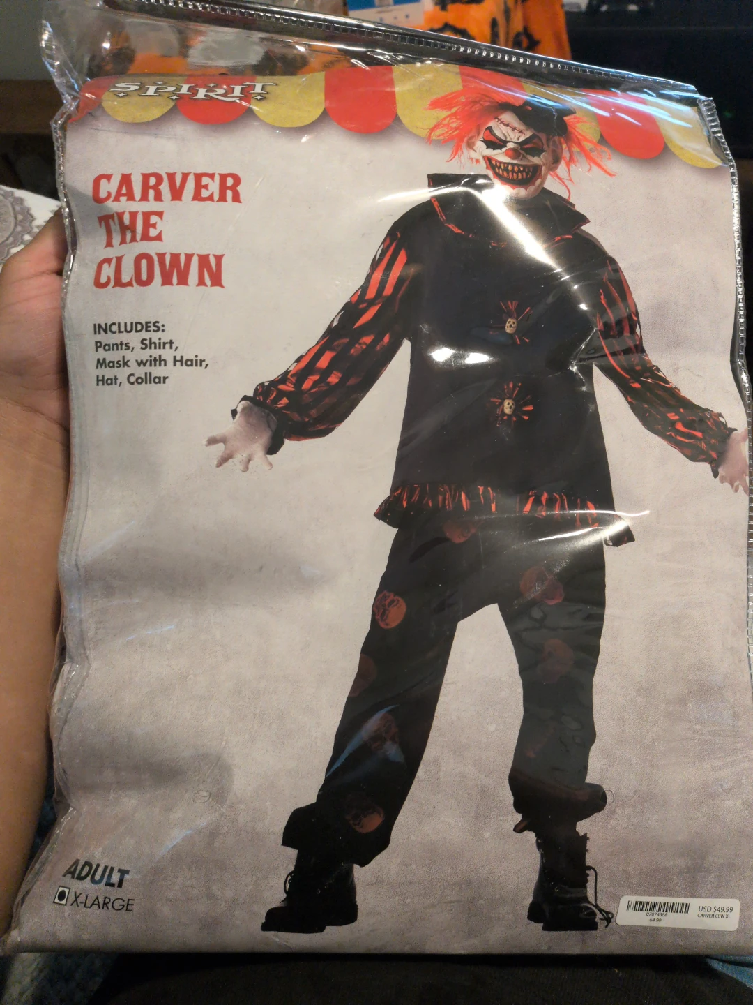 Spirit Halloween Carver the Clown Costume Adult XL
