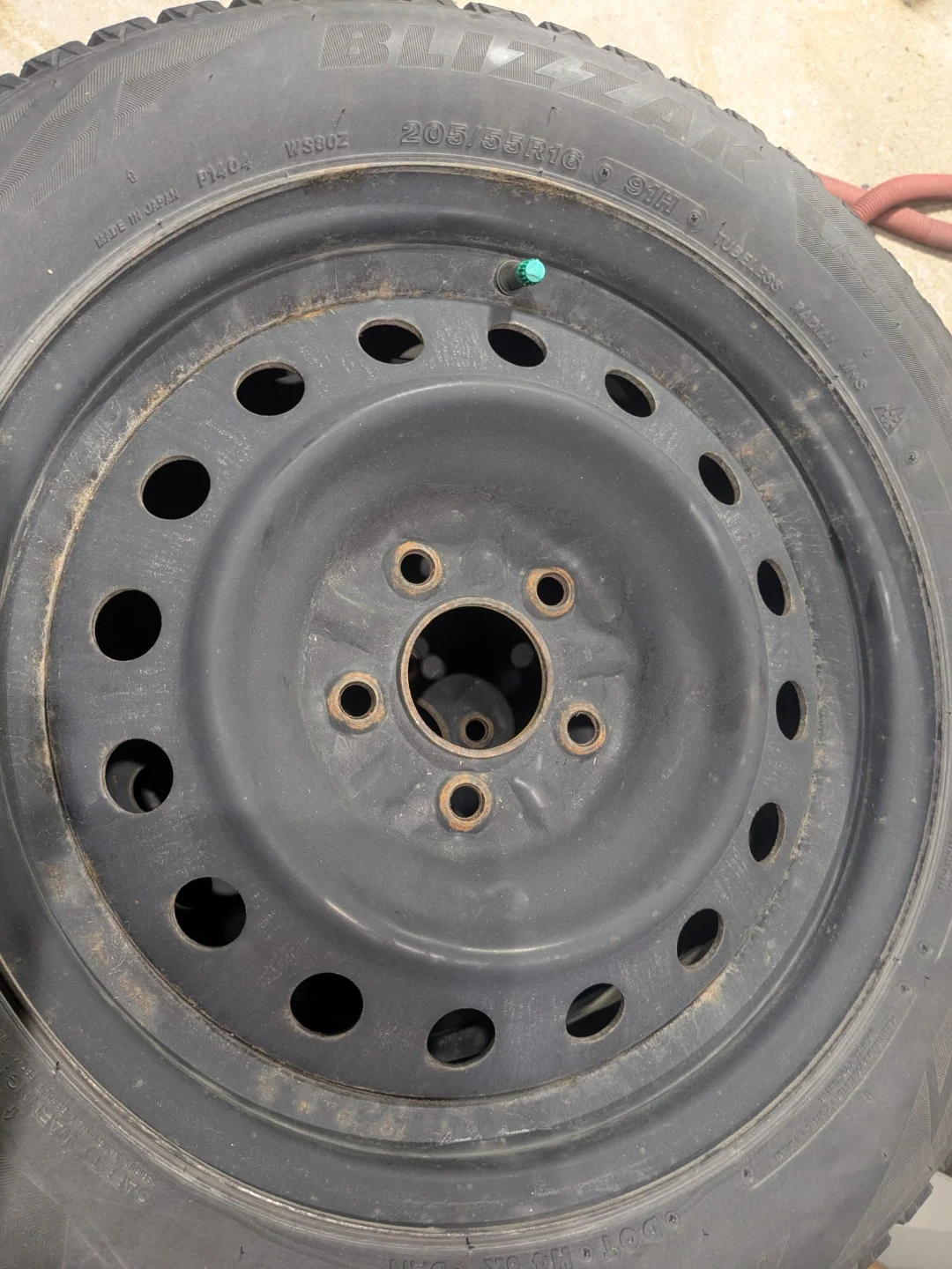 Bridgestone Blizzak WS80 205/55R16 Winter Tires on Steel Rims
