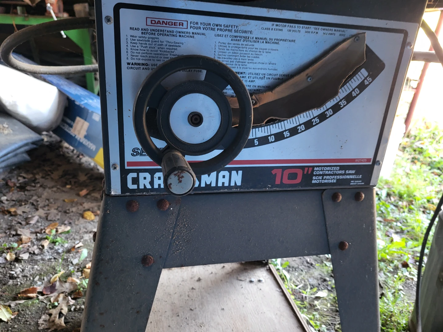 Craftsman 10 inch Motorized Contractor Table Saw - photo 3