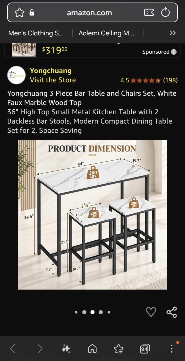 Yongchuang 3 Piece Bar Table and Stools Set - photo 5