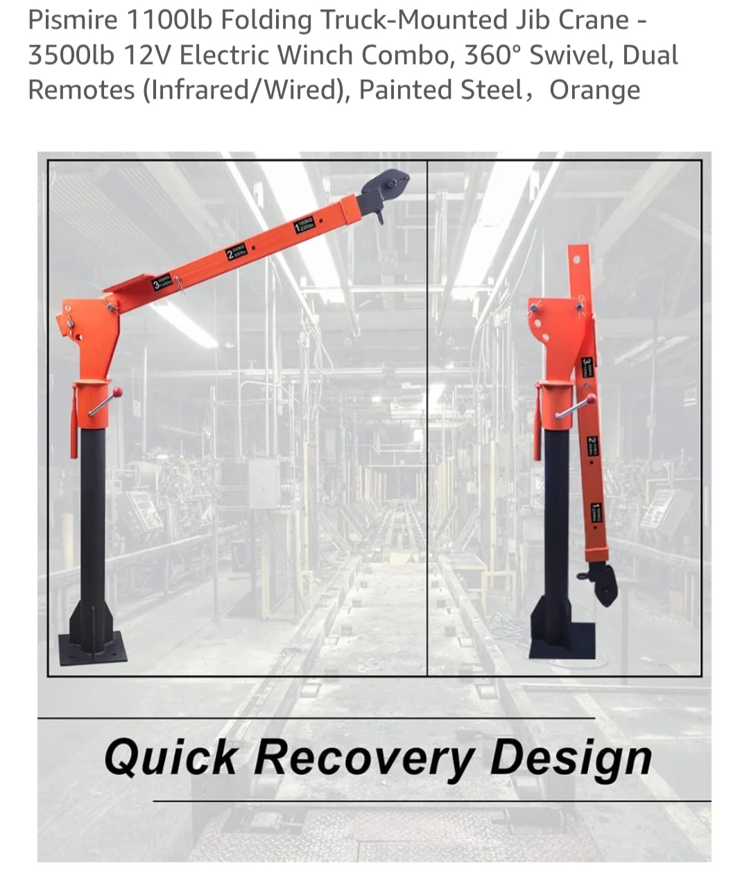 Pismire 1100lb Folding Truck-Mounted Jib Crane - photo 4