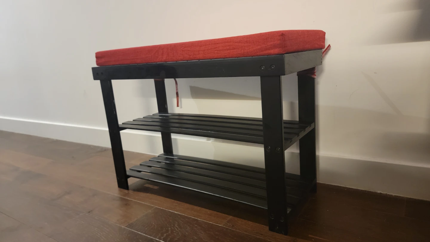 Black Shoe Bench with Red Cushion - photo 2