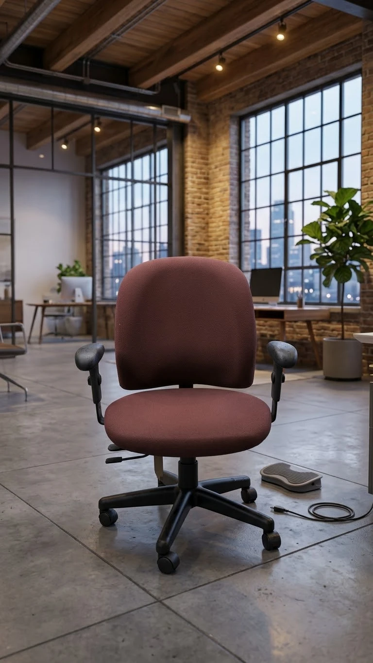 Burgundy Fabric Office Chair