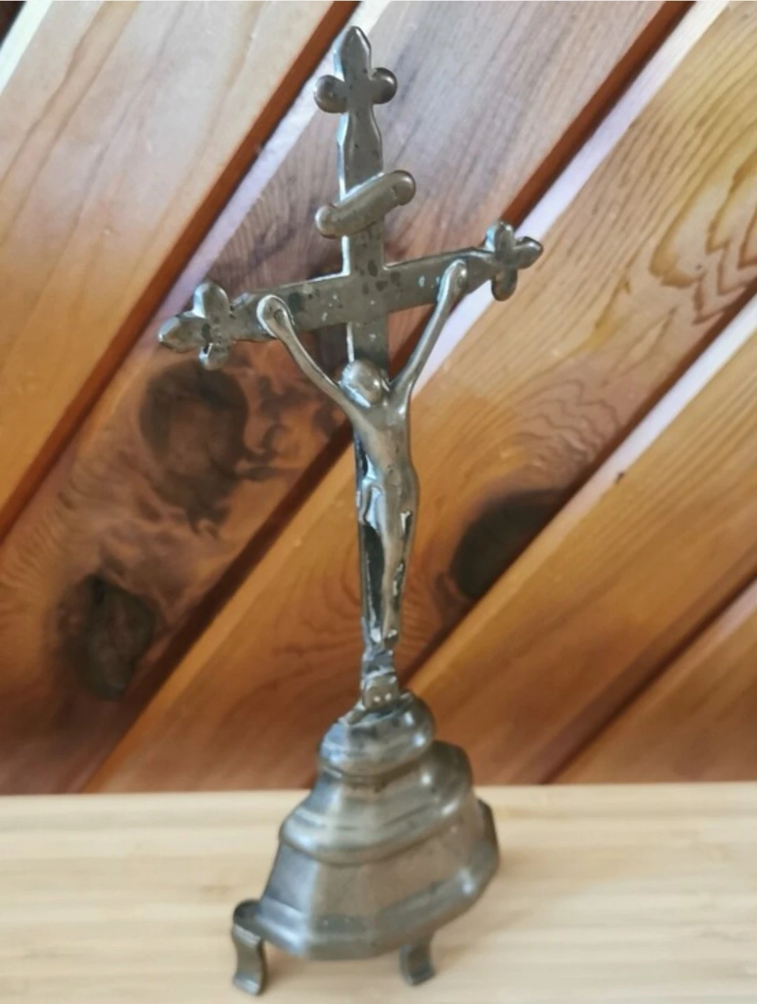 Vintage European Religious Crucifix Freestanding Cross - photo 4