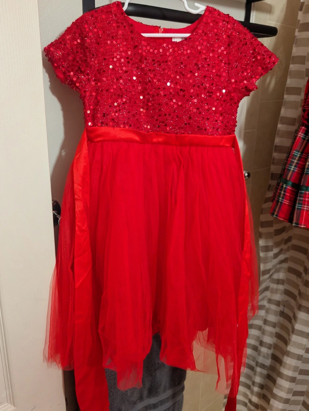 Red Sequin Tulle Party Dress