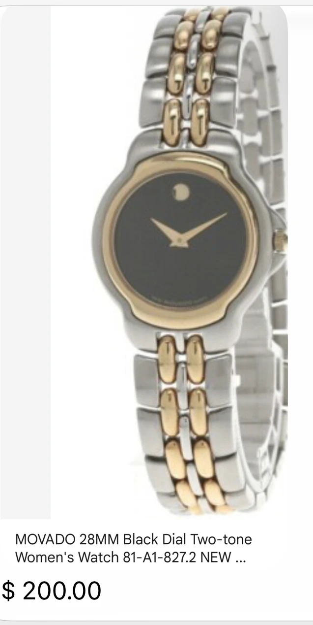 Movado 28mm Black Dial Two-tone Women's Watch