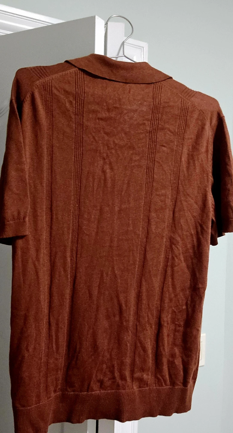 Brand New DKNY Men's Brown Knit Polo Shirt Size M - photo 2