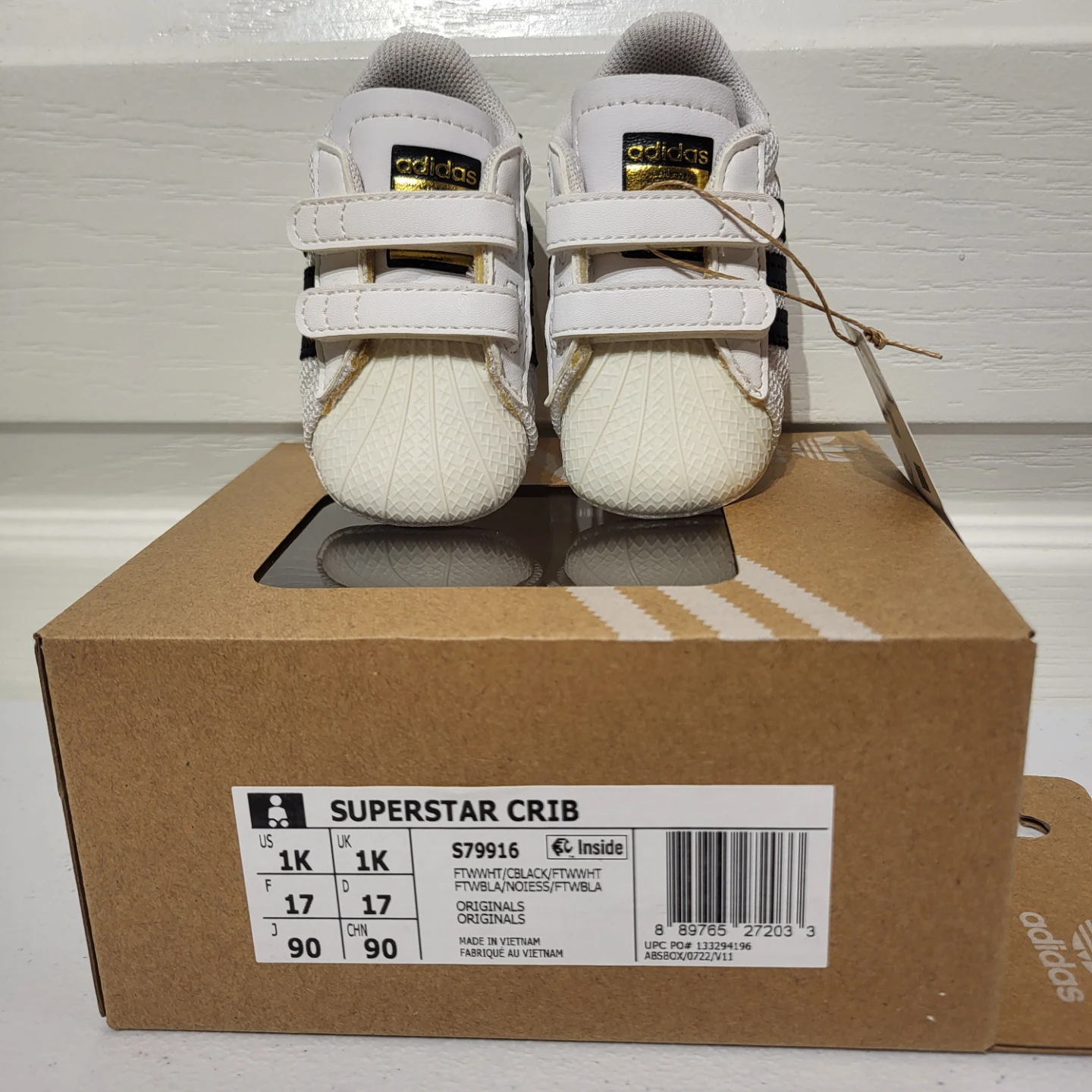 Adidas Superstar Crib Shoes Size 1K - photo 2