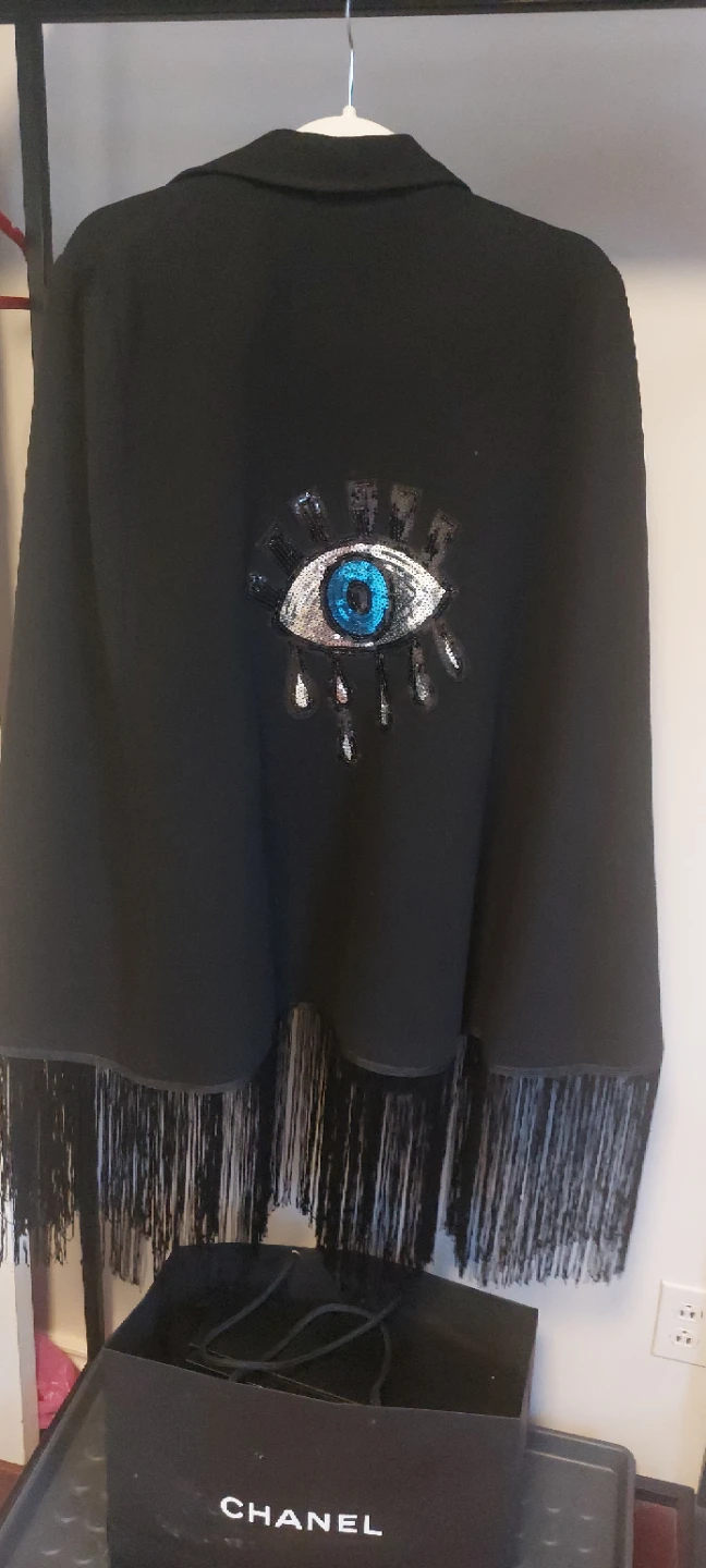 Black Eye Detail Cape with Fringe - photo 2