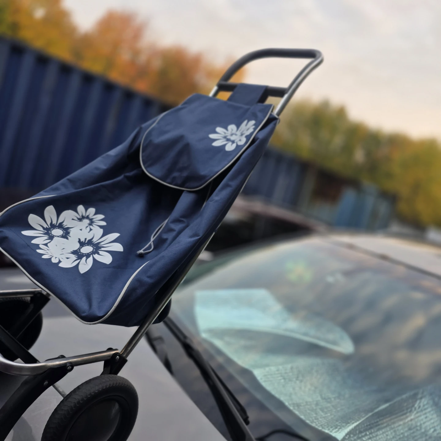 Blue Floral Shopping Trolley