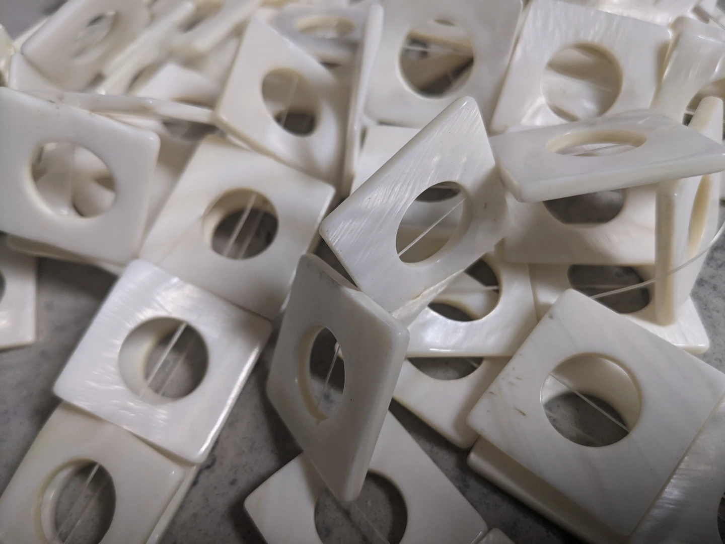 White abalone shell square beads with drilled hole
