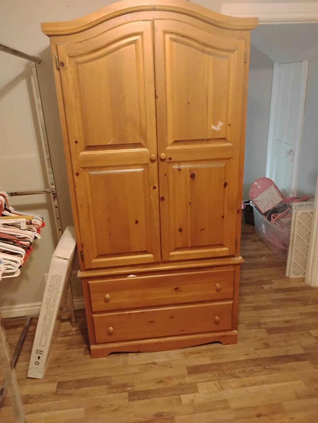 Solid Wood Wardrobe with Two Drawers