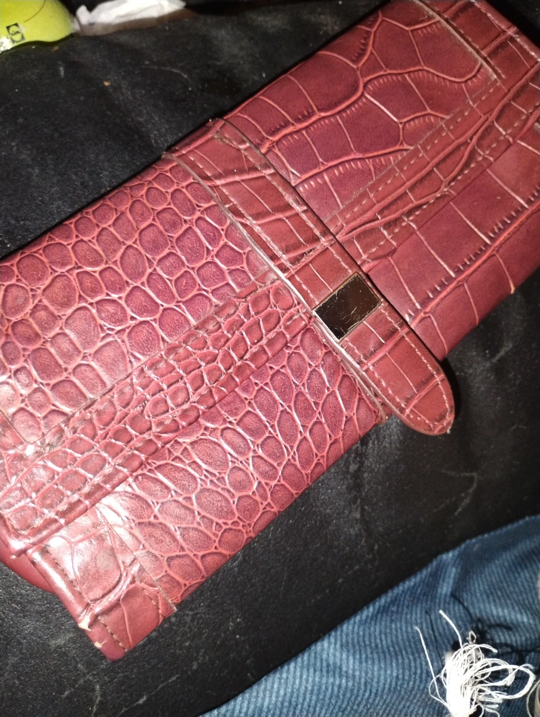 Red Faux Croc Pattern Wallet