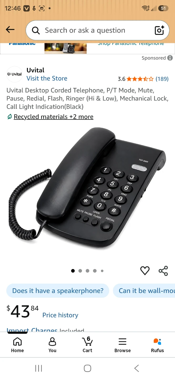 Uvital Desktop Corded Telephone