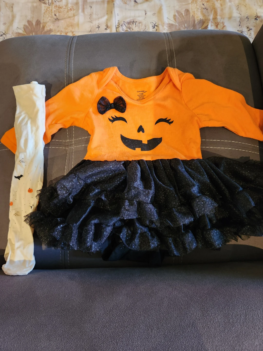 Baby Halloween Pumpkin Outfit with tights