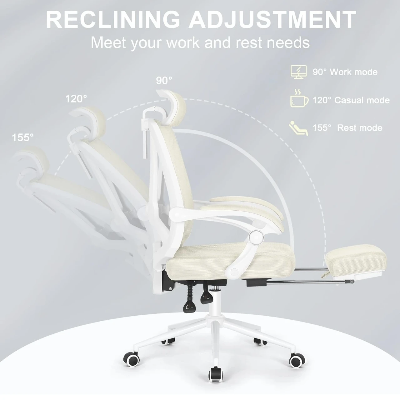 Adjustable Mesh Office Chair with Footrest - photo 4