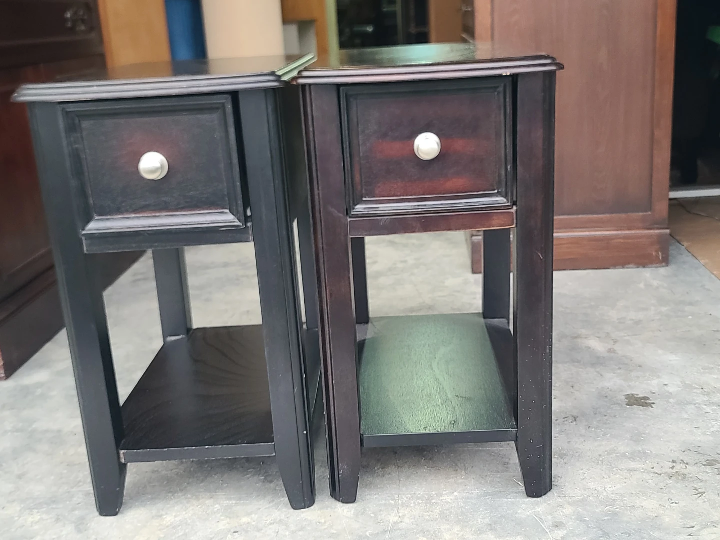 Pair of Dark Wood Nightstands