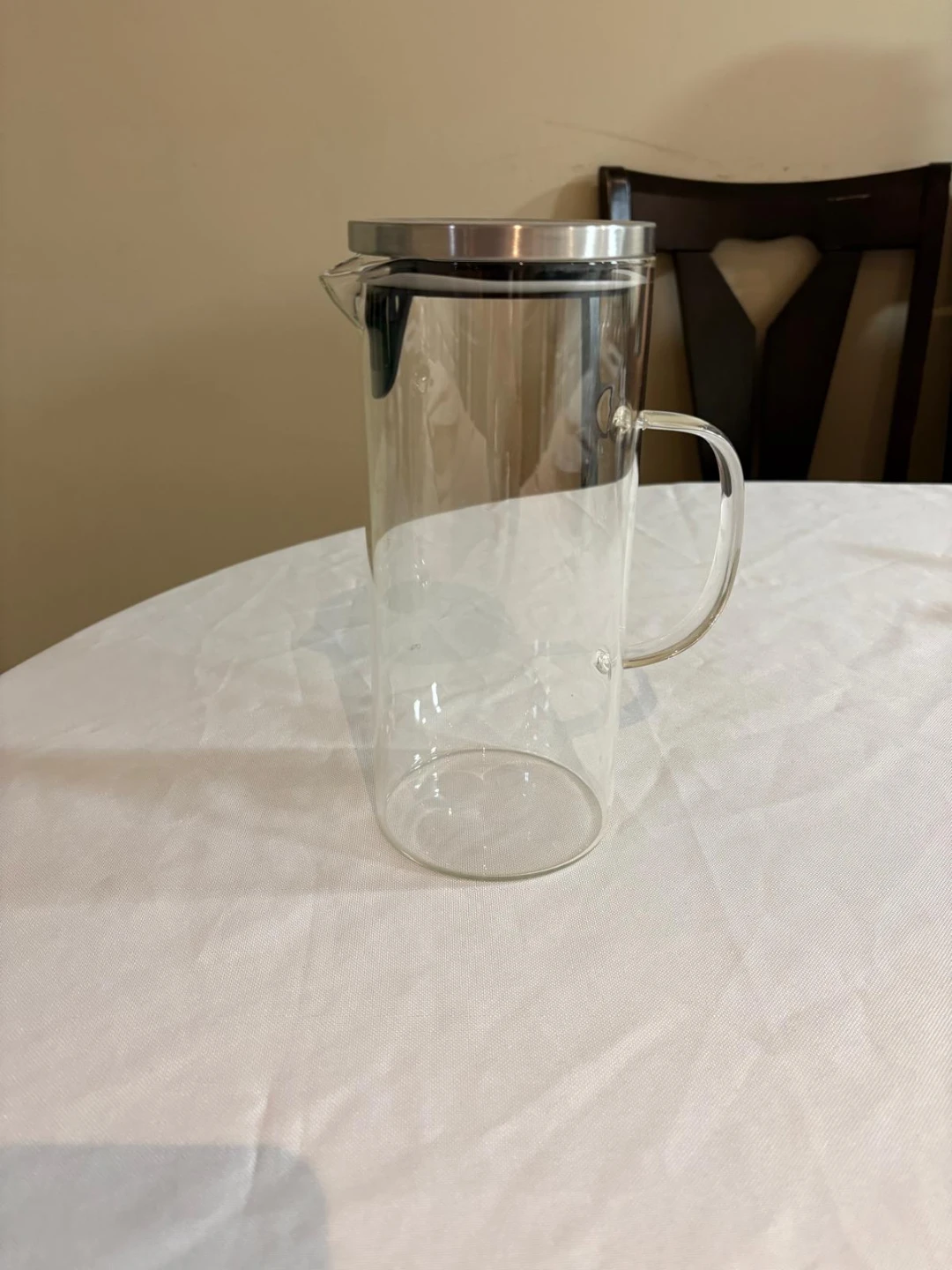 Glass Water Pitcher with Stainless Steel Lid