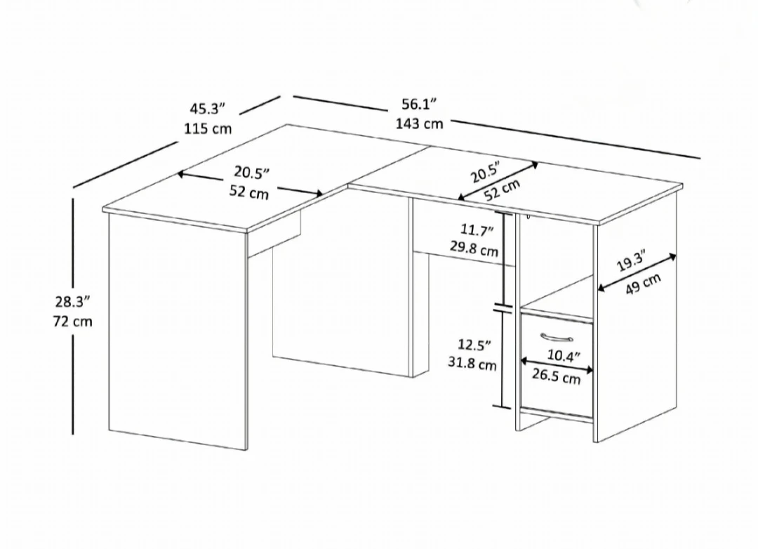 Hometrends L-Shaped Desk – Dark Oak - photo 3