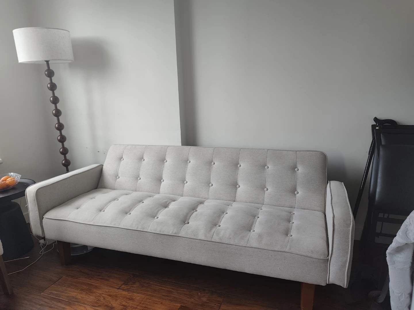 Light Grey Tufted Futon Sofa Bed