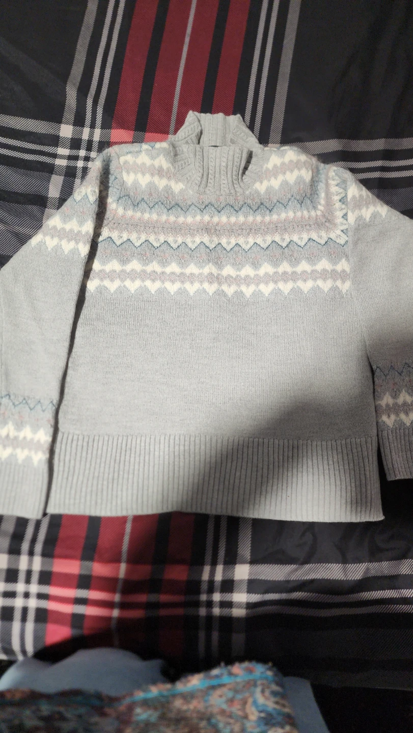 Light Blue Fair Isle Mock Neck Sweater - photo 3